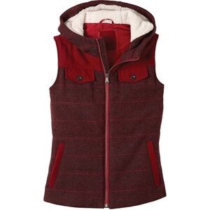 Prana Vest Ava Wool Blend Hooded Maroon Red Size XS
